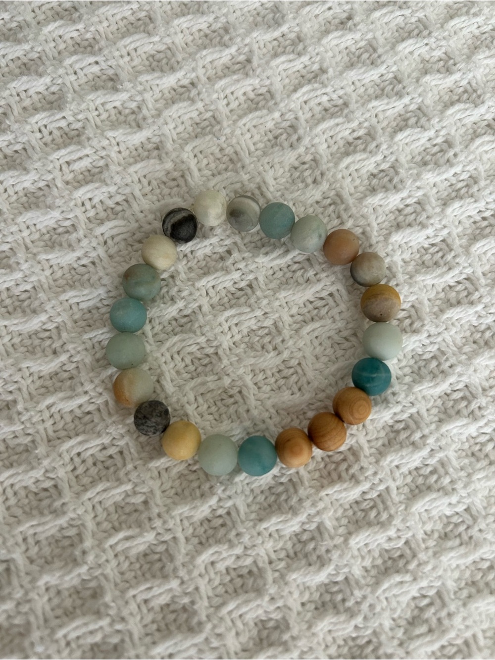 Mixed Stone & Wooden Beaded Essential Oil Stretch Bracelet